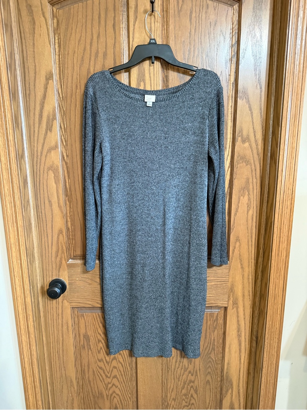 a new day Charcoal Gray Ribbed Long Sleeve Knit Dress